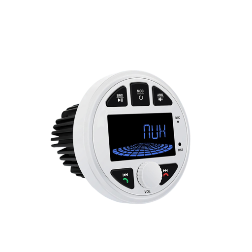 Lodní rádio Bluetooth přijímač RM-AVT0002 FM a AM tuner USB AUX RCA výstup IP6X vodotěsné bílé na loď jachtu a karavan i ATV