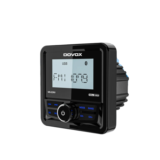 Lodní stereo Bluetooth přijímač MS-20RV FM a AM tuner USB AUX vstup IPX5 voděodolné černé na loď jachtu obytný vůz a ATV i vířivku
