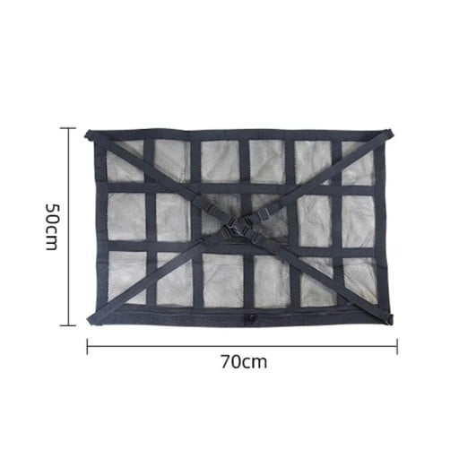 Loftopbevaringsnet til campingvogn med bæreevne op til 25 kg 70 x 50 cm Polyester Sort Organizer med lynlås til loftet på varevogn og campingvogn