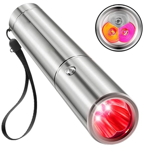 Lommelygte 12,5x2,5 cm til rødlysterapi, smertelindring, hudregenerering, 3 LED&#39;er, 460nm, 630nm, 660nm, 850nm, 900nm, genopladeligt batteri, 2200mAh