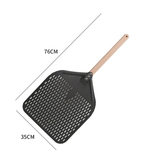 Lopata na pizzu 35 x 76 cm Dierovaná kovová lopatka s dlhou rukoväťou na pizzu do pece a grilu Profesionálna pomôcka na pečenie
