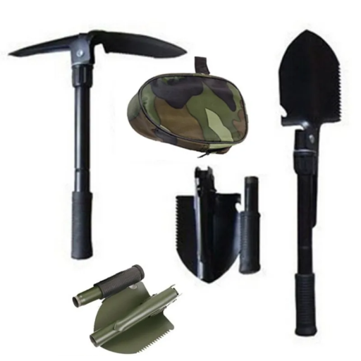 Lopată pliabilă de camping 41,5 cm cu husă Lopată militară compactă pentru exterior pentru drumeții 12 x 12,5 cm Instrument multifuncțional pliabil