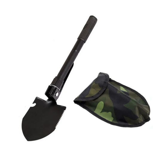 Lopată pliabilă din oțel aliat militar cu carcasă, instrument multifuncțional de camping și drumeții, lopată pentru exterior
