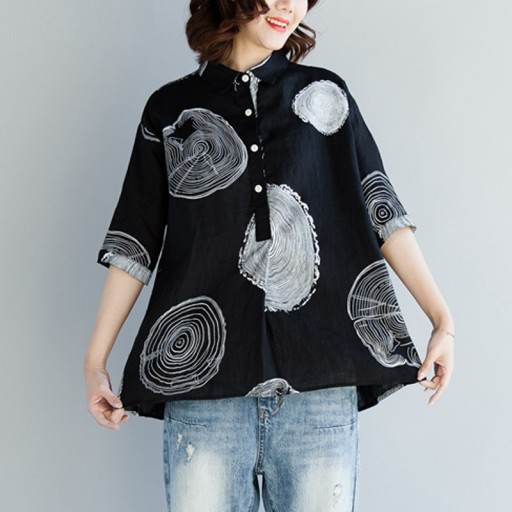 Løs bluse med print til kvinder