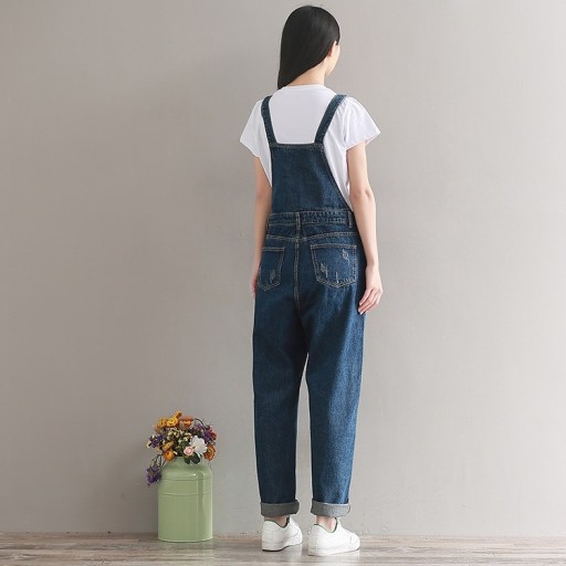 Løse damejeans med hagesmækker