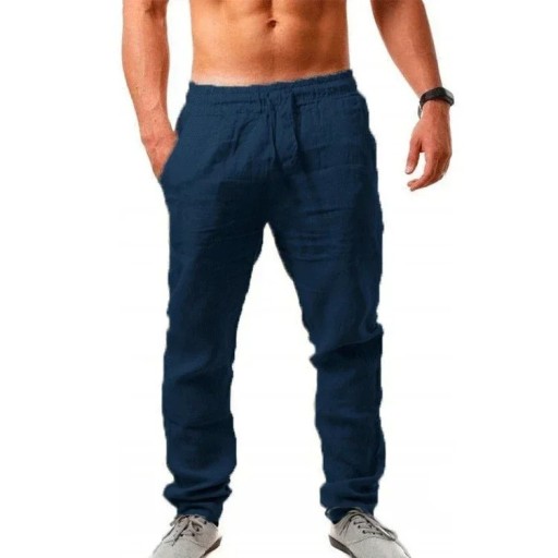 Losse katoenen en linnen herenbroek, effen kleur, casual broek voor heren, zomerse luchtige broek, comfortabele pasvorm voor vrije tijd