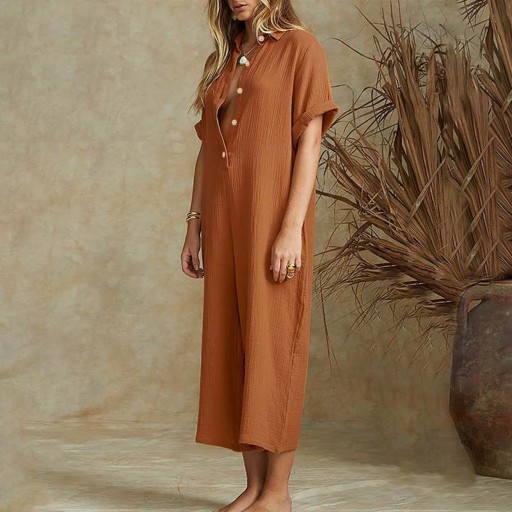 Løstsiddende skjortejumpsuit til kvinder