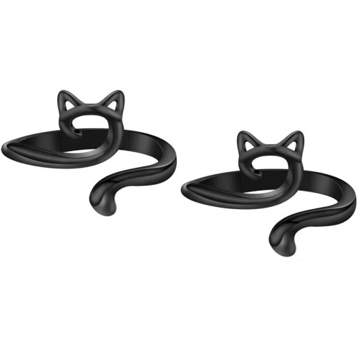 Lot de 2 anneaux de fil à crochet réglables en forme de chat, support pour doigts, outil de crochet et de couture, séparateur de fil