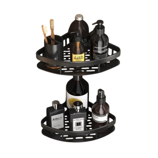 Lot de 2 étagères d'angle de salle de bain 29 x 22 x 5,5 cm, en acier inoxydable et aluminium, autocollantes, sans perçage, pour cosmétiques et accessoires