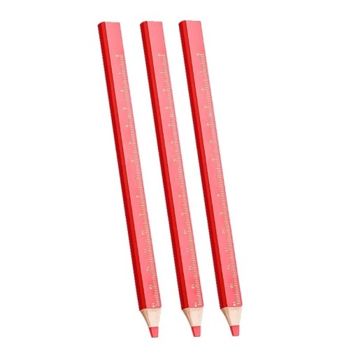 Lot de 3 crayons à bois 17,5 cm pour marquage à tête plate Crayons spéciaux pour menuisier Forme octogonale et carrée pour artisans