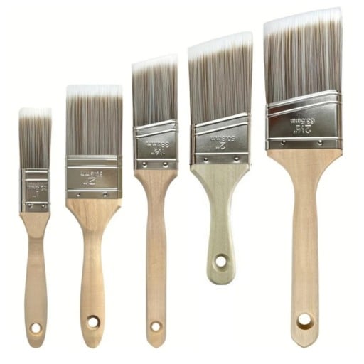 Lot de 5 pinceaux longs coniques en nylon de couleur café blanc pour la peinture, les grillades et l'utilisation marine. Usage artistique