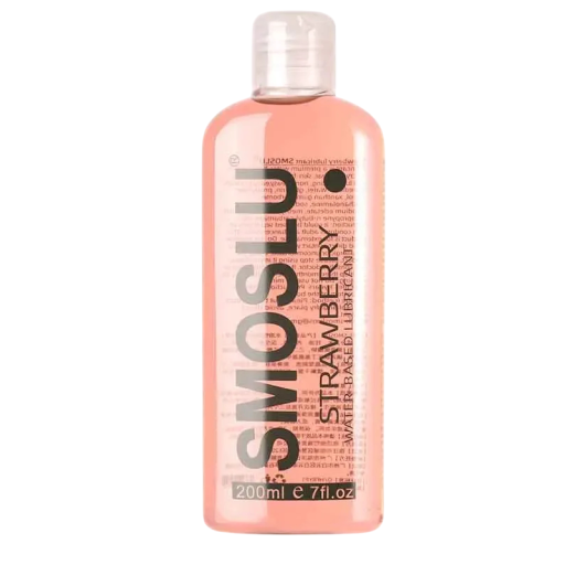 Lubrifiant à base d'eau fraise 200 ml hydratation durable texture soyeuse compatible avec les jouets érotiques et les préservatifs emballage discret