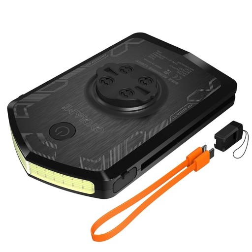 Luce anteriore per bicicletta e powerbank 5000 mAh 10 W 120 lm Torcia impermeabile per manubrio con porta USB-C e Lightning 9,5 × 6 × 1,9 cm IPX6