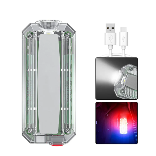 Luce posteriore LED per biciclette ricaricabile USB Alta potenza Design compatto Visibilità fino a 500 m Senza batterie Impermeabile Sicurezza per le uscite notturne