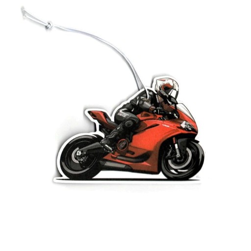 Lufterfrischer für das Auto im Motorraddesign als Anhänger rot-schwarz dekoratives Zubehör für das Fahrzeuginterieur