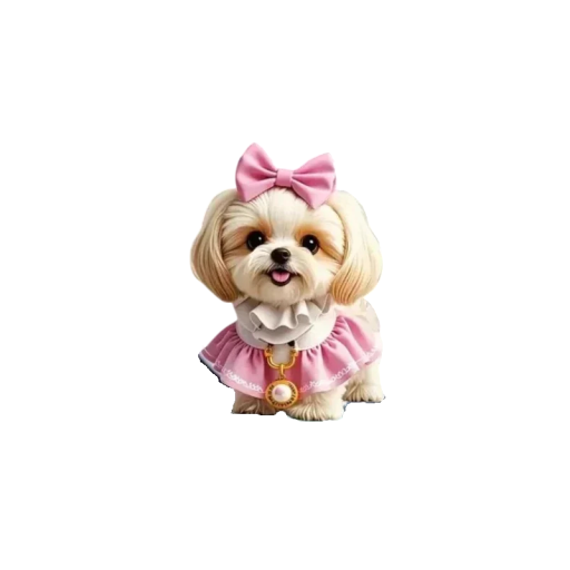 Luftrenser til bil ventilationsklip 2D diffuser ca. 6 cm beige hund med rosa sløjfe bilinteriør dekoration