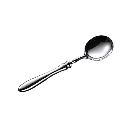 Luksuriøs rund ske i rustfrit stål Elegant poleret serveringsske designbestik stilfuld ske til køkkenet