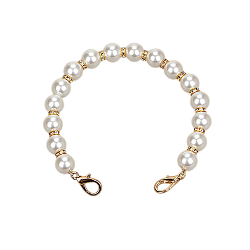 Luksuriøst perleled til taske 30 x 1,4 cm Dekorativ perlekæde med dekorative ringe Karabinlås Elegant taskeaccessory