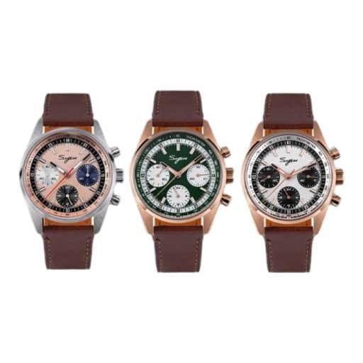 Luksusiske herre mekaniske ure Chronograf med manuel optræk Læderrem Urkasse 38 mm Safirglas Rustfrit stål 316L Gennemsigtigt bagcover