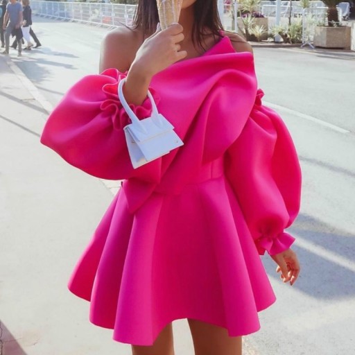 Luksusowa mini sukienka różowa