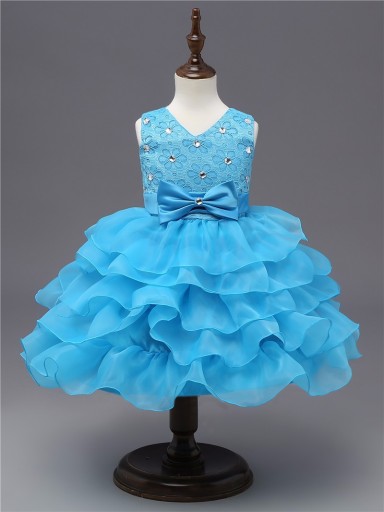 Luksusowa sukienka dziewczęca - jasnoniebieska