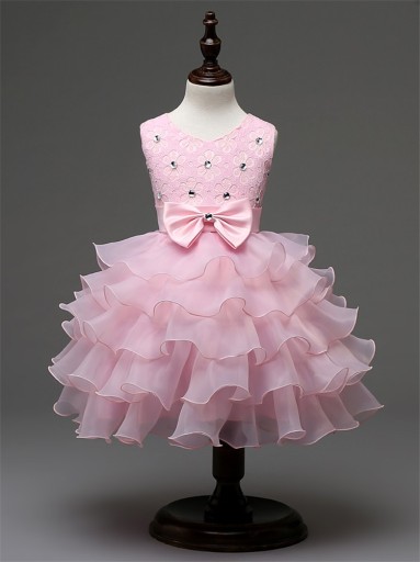 Luksusowa sukienka dziewczęca - różowy