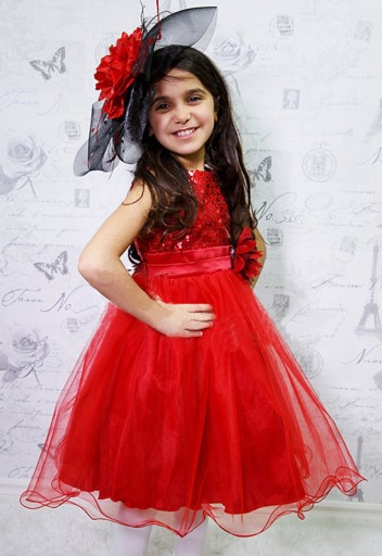 Luksusowa sukienka dziewczęca z kwiatkiem J3238
