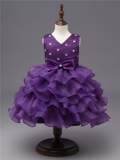 Luksusowa sukienka dziewczyny - fioletowa