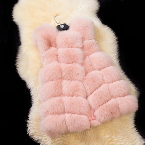 Luksusowy damski płaszcz futro - różowy