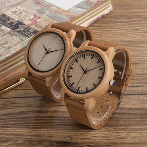 Luksusowy zegarek wykonany z drewna bambusowego