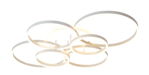 Lumină de tavan LED cu 6 elemente circulare, dimabilă cu telecomandă, 130 W, 100 x 68 x 17,5 cm albă pentru living