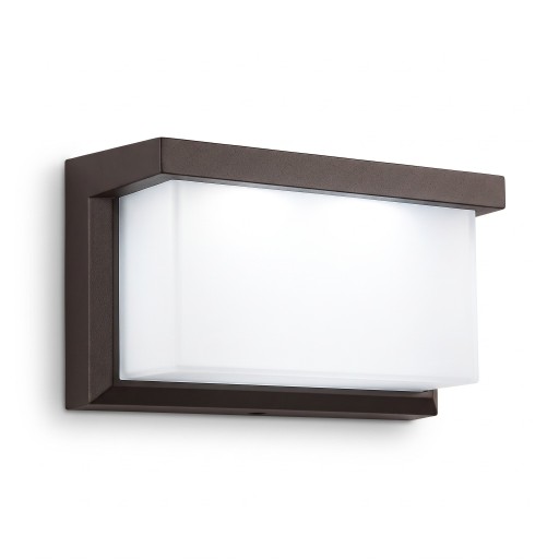 Luminaire mural extérieur LED 25 W Protection IP65 Design allongé en largeur Diffuseur blanc dans un cadre sombre Lumière blanche froide 6000 K Pour façade et terrasse