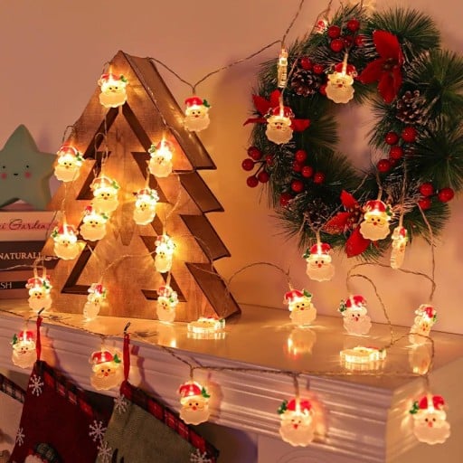 Luminile de Crăciun 1,5 m Decorare luminoasă pentru acasă cu motivul capului lui Moș Crăciun Iluminare LED de iarnă pentru fereastră sau perete