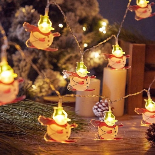Luminile de Crăciun 1,5 m Decoratiune luminoasă pentru acasă cu motiv de om de zăpadă pe schiuri Iluminat LED de iarnă pentru fereastră sau perete