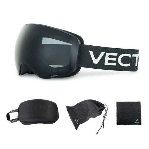 Lunettes de ski 19,0 x 10,5 cm UV400 Unisex Polycarbonate Antibuée 19% Noires Vector Étui rigide Étui en tissu Chiffon