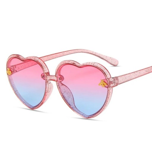 Lunettes de soleil pour enfants en forme de cœur Cadre scintillant Lunettes stylées pour filles Protection UV Cadre léger Lunettes de mode d'été pour enfants
