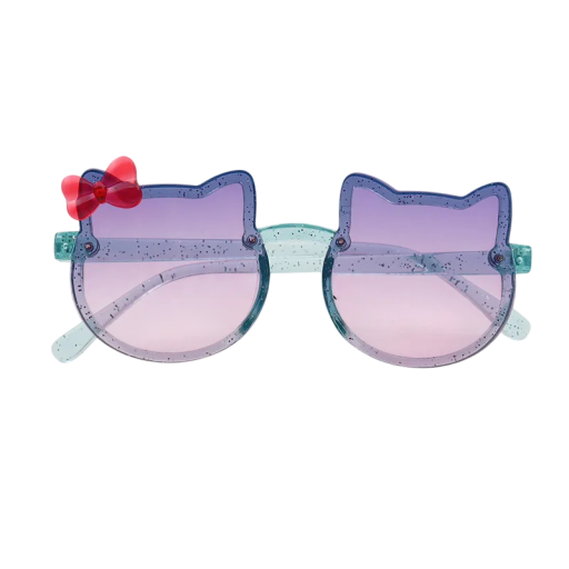 Lunettes de soleil pour filles Lunettes scintillantes en forme de tête de chat 124 x 16 mm Lunettes pour enfants stylées Protection UV Monture légère Lunettes d'été