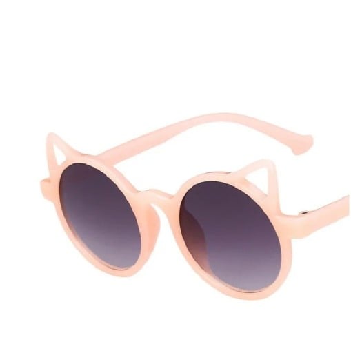 Lunettes de soleil rondes roses pour filles avec oreilles de chat Lunettes mignonnes pour petites filles Protection UV Monture légère Lunettes d'été