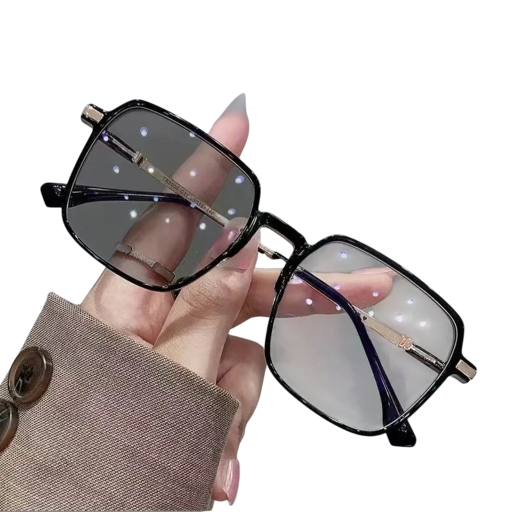 Lunettes photochromiques carrées avec monture en métal et filtre de lumière bleue Protection des yeux lors du travail sur écran Design unisexe élégant
