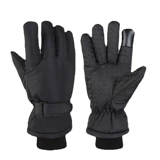 Luvas de esqui femininas touch Universal tamanho Luvas aquecidas em poliéster PU couro Luvas desportivas quentes e resistentes para atividades