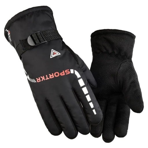 Luvas de Inverno Aquecidas Luvas à Prova de Vento para Homens Luvas de Neve com Design Antiderrapante Luvas de Esqui com Correia Ajustável