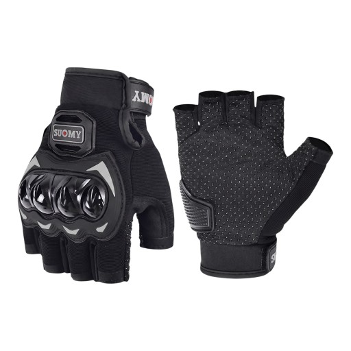 Luvas de moto sem dedos à prova de choque com proteção de articulação e palma antiderrapante para condução de moto e bicicleta unisex