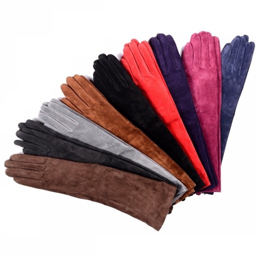 Luvas de pele femininas longas