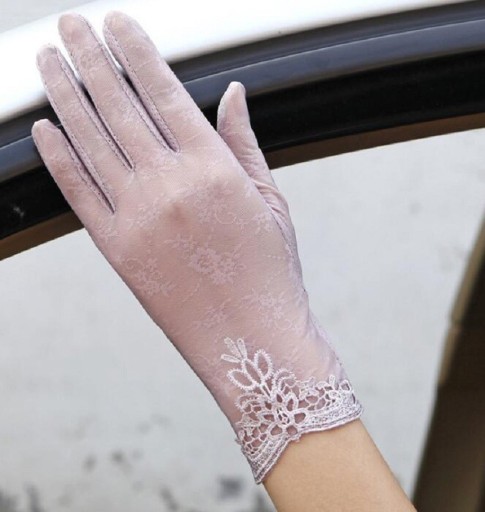 Luvas transparentes femininas com rendas