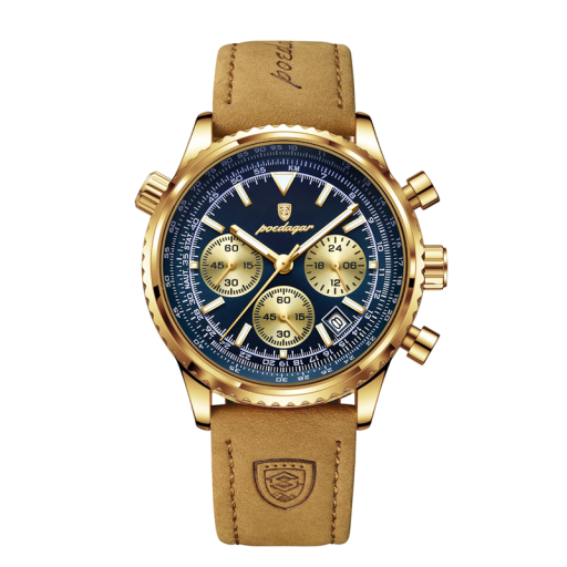 Luxe heren leren horloge, quartz, waterdicht, gloeiend in het donker, elegant polshorloge, 24 cm band, doos, geschenkverpakking