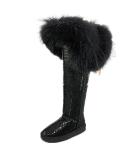 Luxuriöse Damenstiefel mit Fell J3208