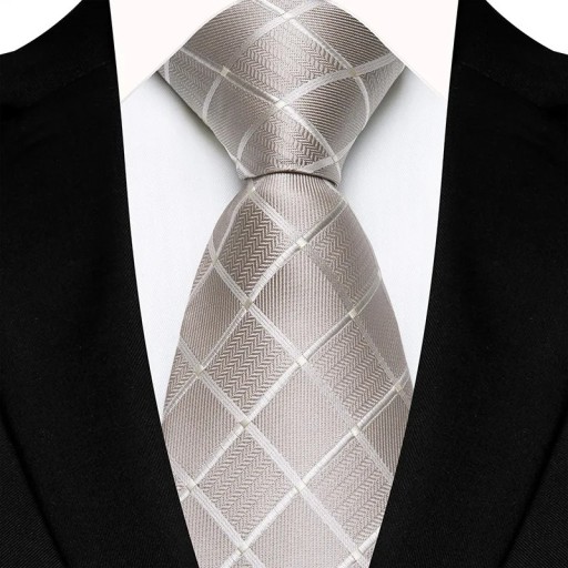 Luxuriöse karierte Herrenkrawatte 145 x 8 cm Elegant gemusterte Krawatte Hochwertige breite Krawatte für gesellschaftliche Anlässe, Geschäftstreffen und formelle Outfits