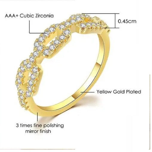 Luxuriöser Damenring 0,45 cm Moderner Ketten-Design Dekorative Steine Elegantes Modeaccessoire Verstellbarer Ring für Frauen