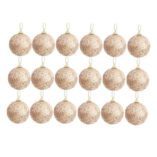Luxuriöses Set mit 18 Stück glitzernden Weihnachtskugeln 6 cm Champagnergold hängende Dekorationen für den Weihnachtsbaum und festliche Partys