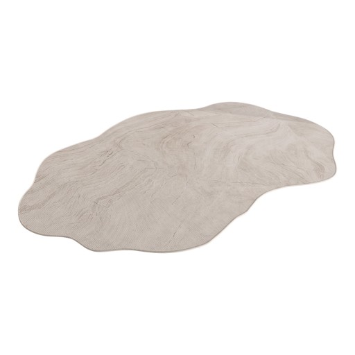 Luxury Rug Irregular Shape With Non-Slip Back 250 x 200 cm Polyester Fibre Neutral Pattern Cream For Living Room